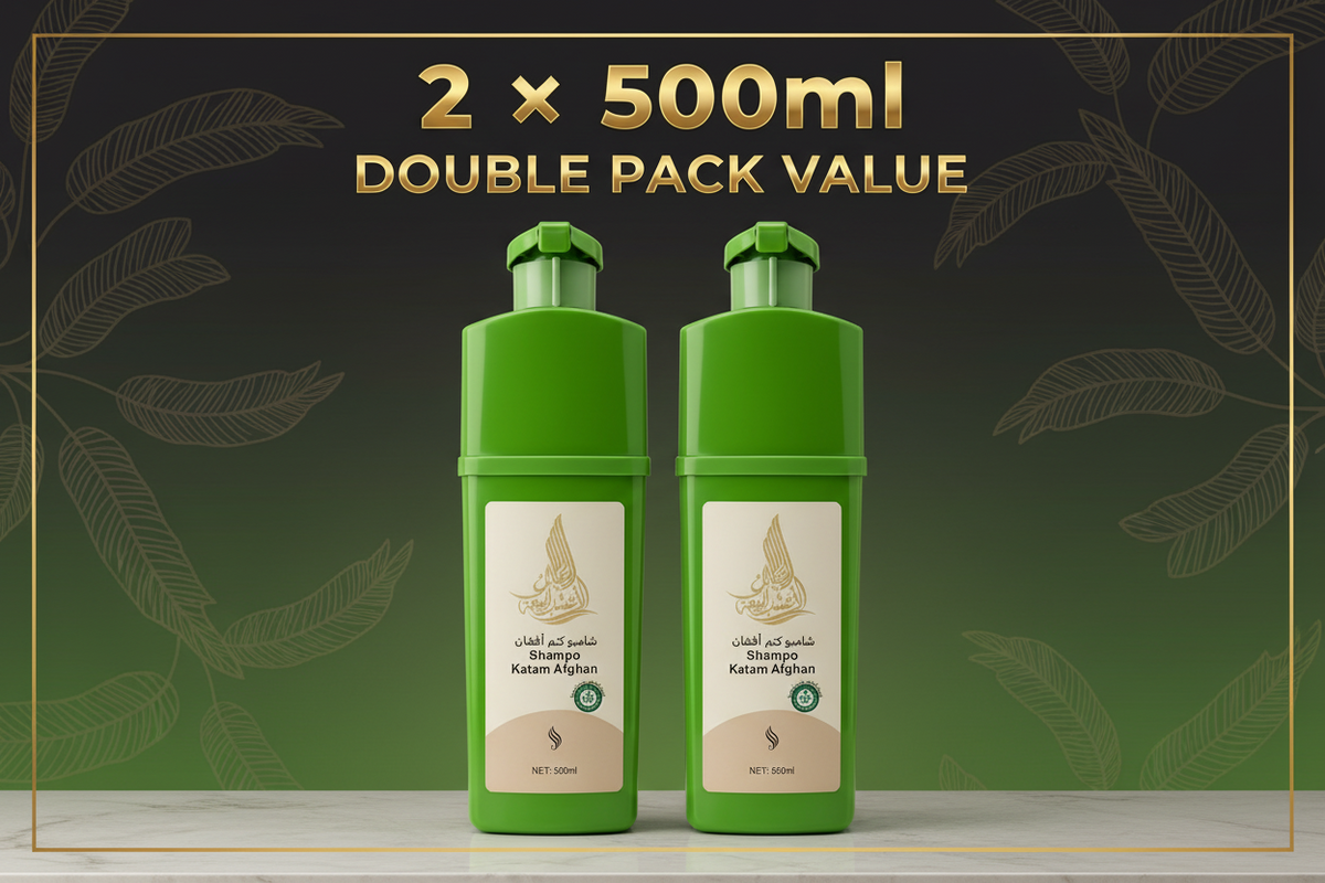 Katam Afghan Hair Dye Shampoo — 2 × 500ml Double Pack Value